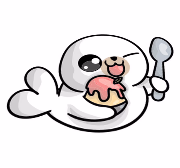 Vinylmatta djur anime baby säl - Tenstickers