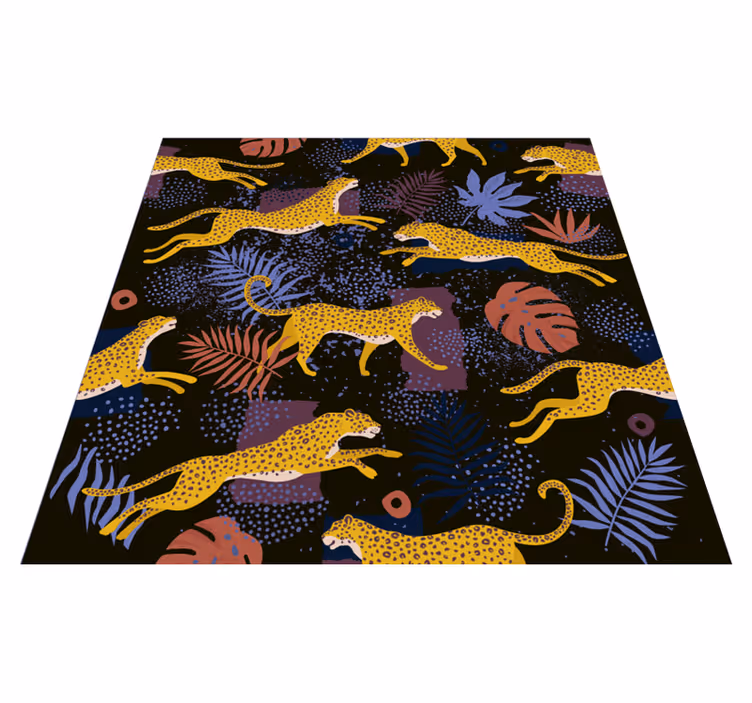 Vinylmatta djur tropiska blad leoparder - Tenstickers
