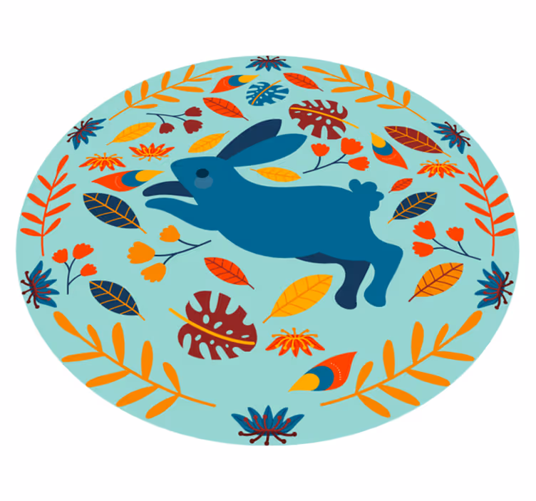 Vinylmatta djur lekfull kaninillustration - Tenstickers