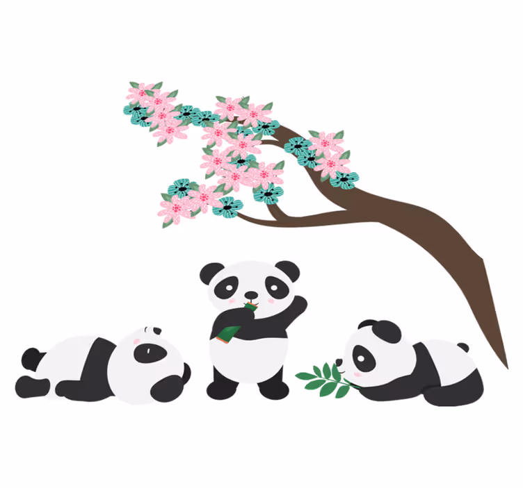Vinylmatta djur fantasifulla pandaklan - Tenstickers