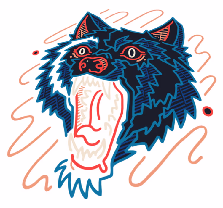 Vinylmatta djur vargens ylande grafik - Tenstickers
