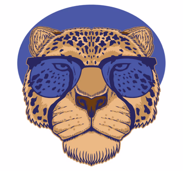 Vinylmatta djur leopard med glasögon - Tenstickers