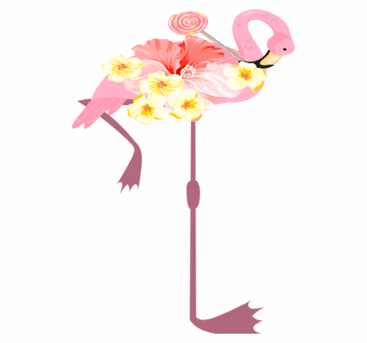 Vinylmatta djur flamingo blomsterdesign - Tenstickers