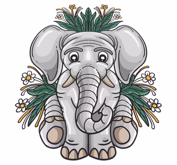 Vinylmatta djur söt elefantillustration - Tenstickers