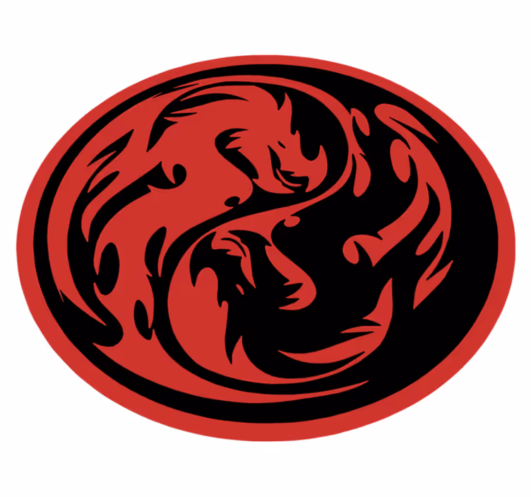 Vinylmatta djur yin yang drakar - Tenstickers
