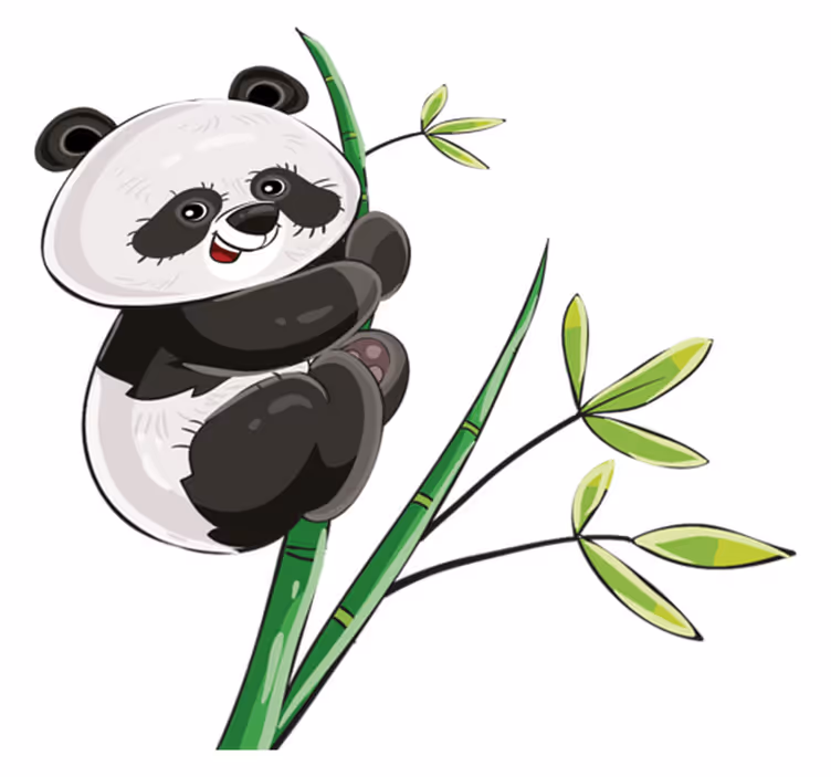 Vinylmatta djur panda klättrar i bambu - Tenstickers