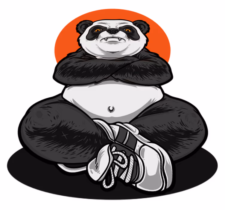 Vinylmatta djur panda som omfamnar lugnet - Tenstickers