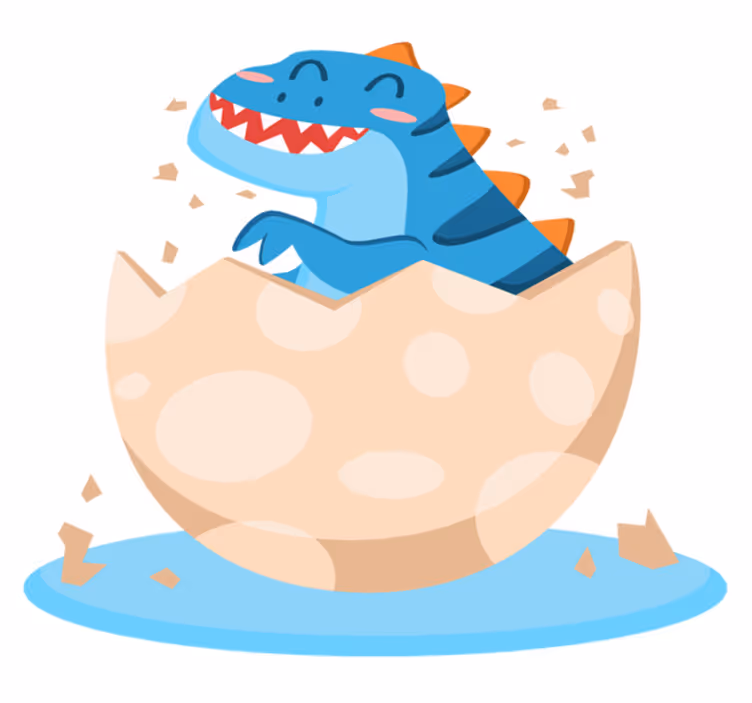 Vinylmatta djur glad kläckande dinosaur - Tenstickers