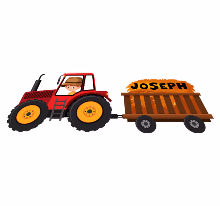 Vinylmatta djur traktor med hö - Tenstickers