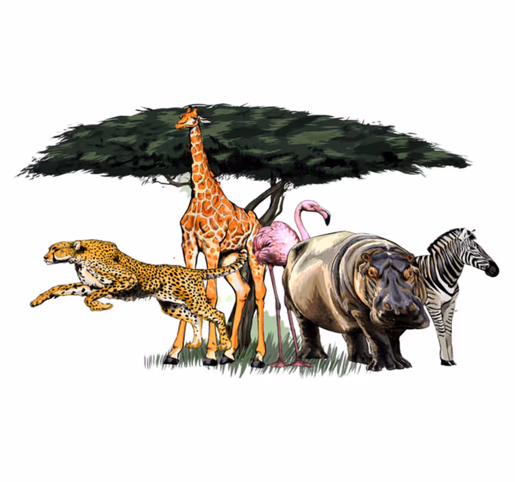Vinylmatta djur girafffamilj safari - Tenstickers