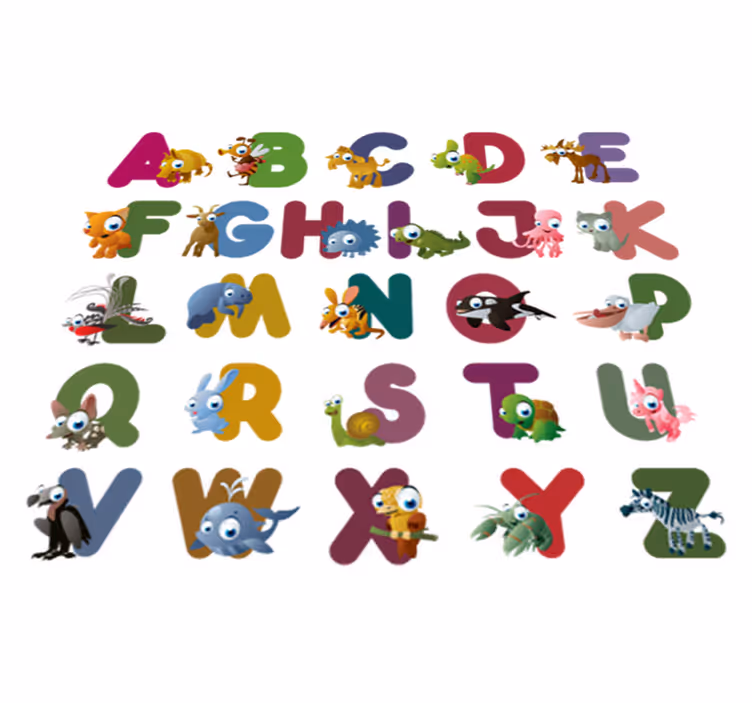 Vinylmatta djur med djurens alfabet - Tenstickers