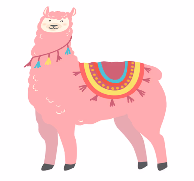 Vinylmatta djur rosa lama - Tenstickers