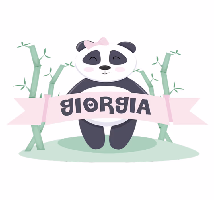 Vinylmatta djur baby panda tjej med namn - Tenstickers