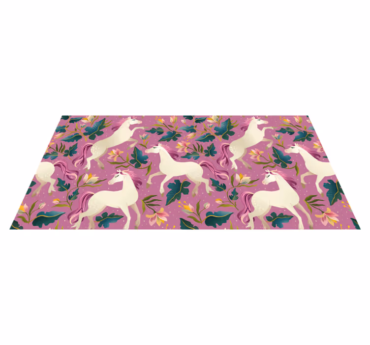 Vinylmatta djur med rosa blommig hästdesign - Tenstickers