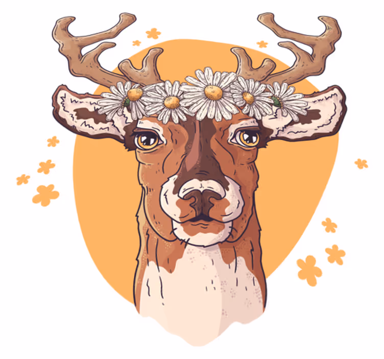 Vinylmatta djur blomsterhjort - Tenstickers