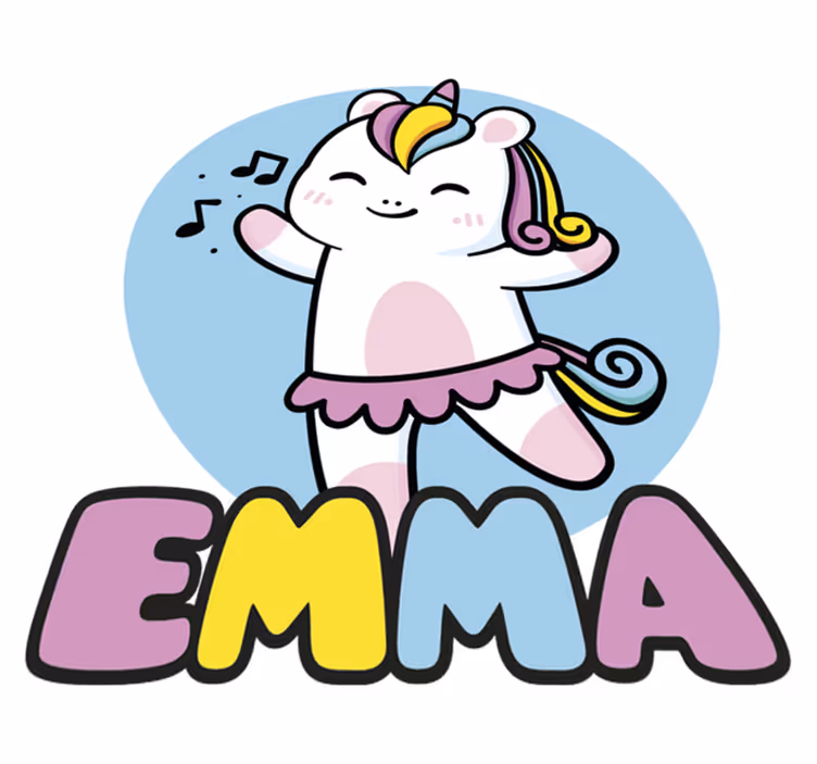 Vinylmatta djur ballerina enhörning - Tenstickers
