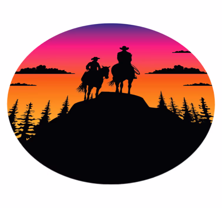 Vinylmatta djur fjäll vilda västern och hästar - Tenstickers