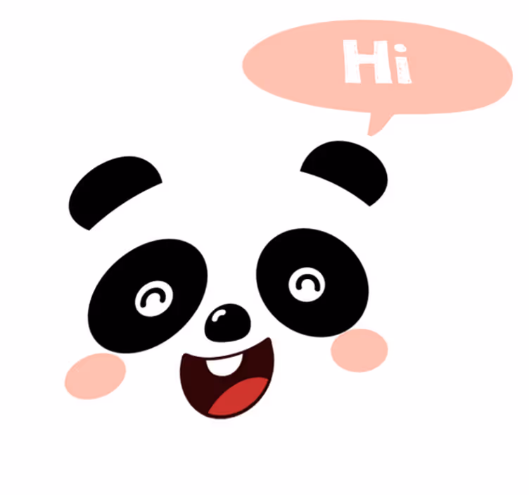 Vinylmatta djur tecknad panda säger hej - Tenstickers