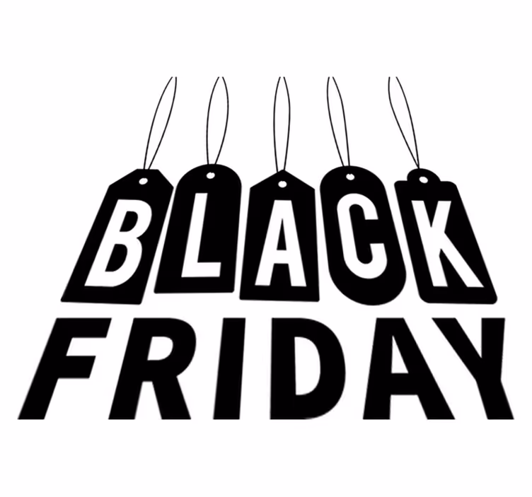 Svart och vit text black friday vinylmatta - Tenstickers