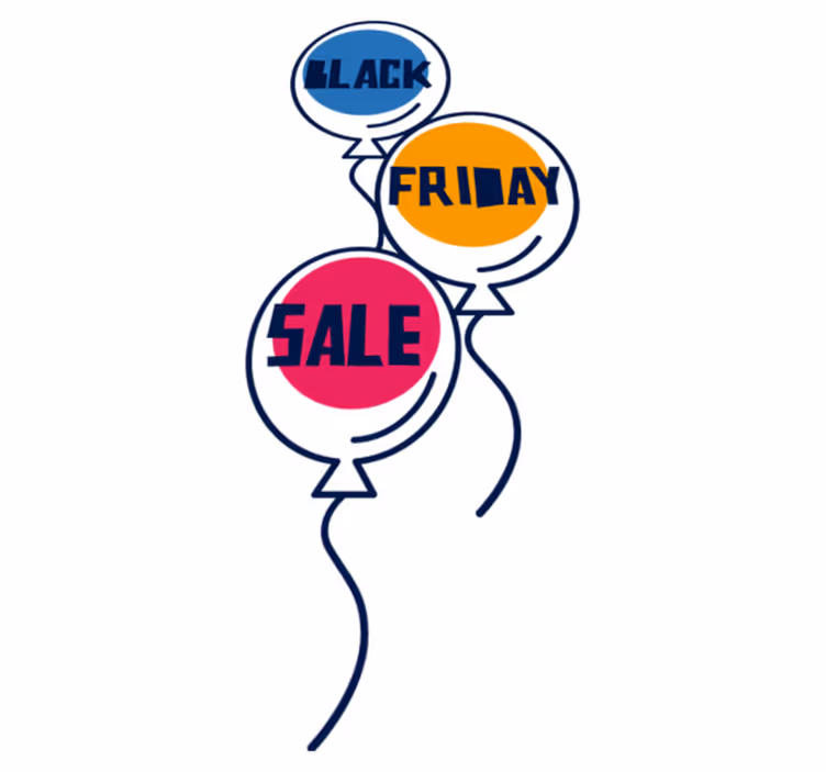 Black friday vinylmatta färgglada luftballonger - Tenstickers