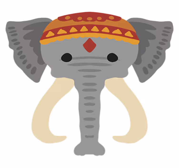 Vinylmatta djur elefant huvudfigur - Tenstickers