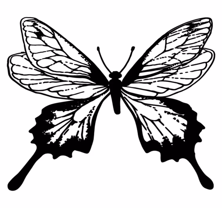 Vinylmatta djur graceful butterfly outline - Tenstickers