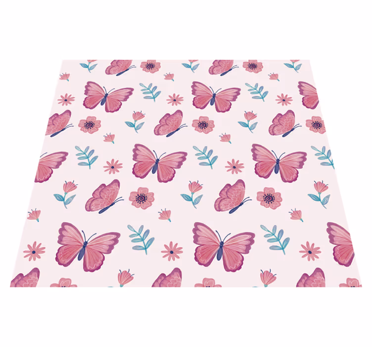Vinylmatta djur fjäril blomsterkomposition - Tenstickers