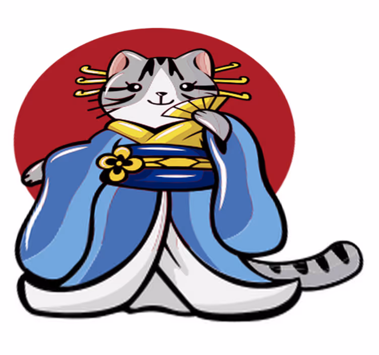 Vinylmatta djur japansk dekorativ katt - Tenstickers