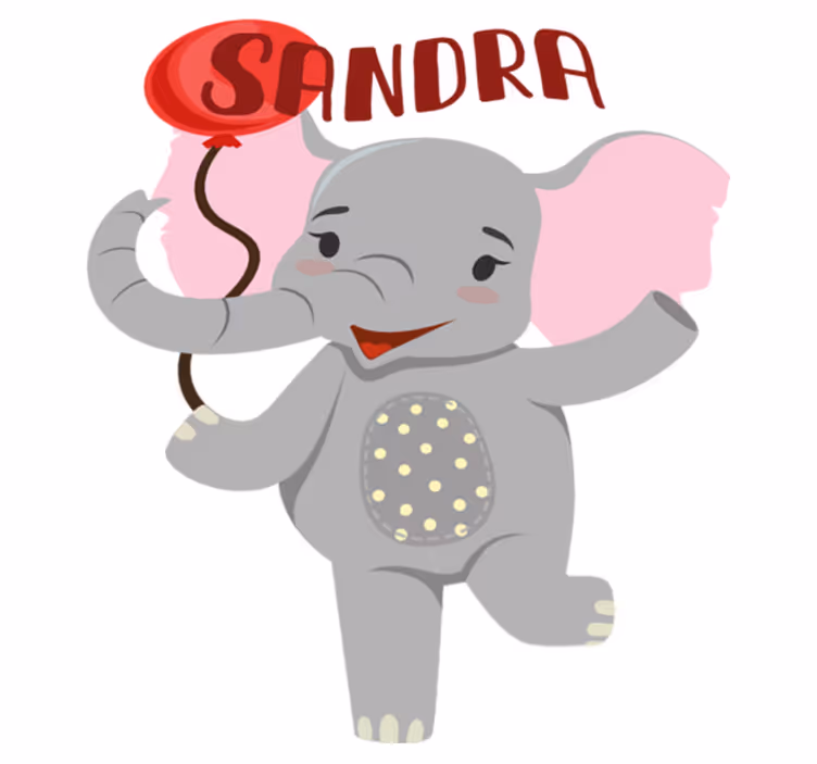 Vinylmatta djur elefant och ballong - Tenstickers