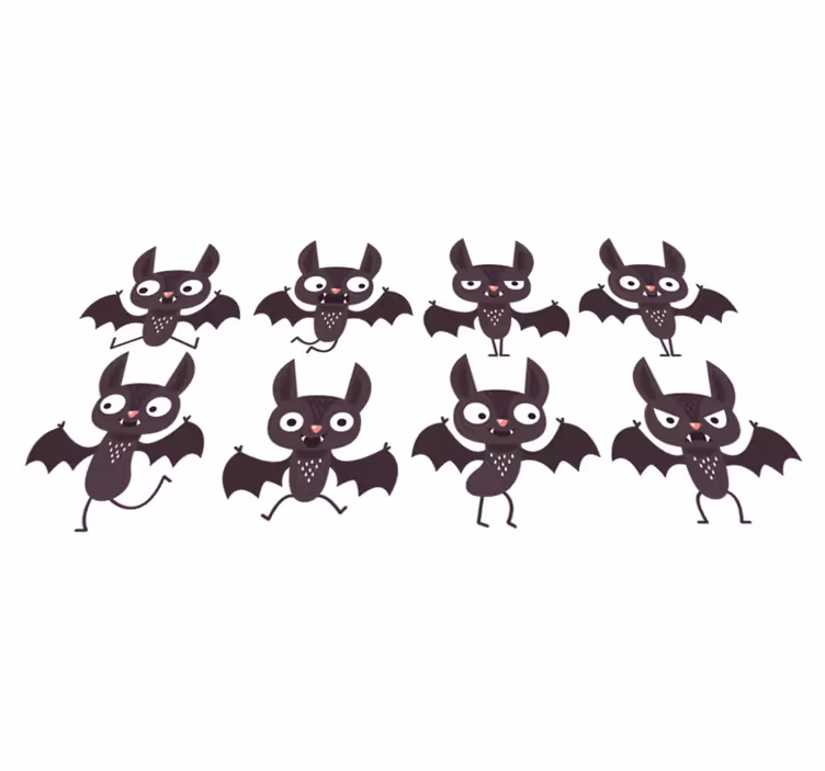 Vinylmatta halloween pack glada fladdermöss - Tenstickers