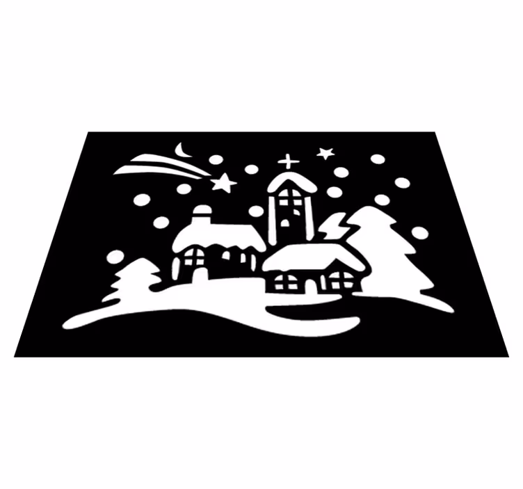 Vinylmatta jul svart och vit stad - Tenstickers