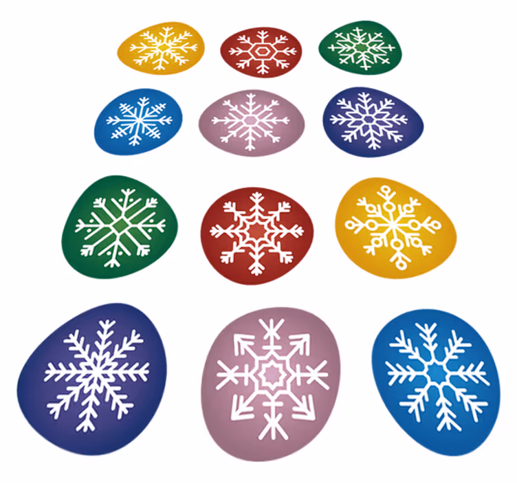 Vinylmatta jul färgglada snöflingor - Tenstickers