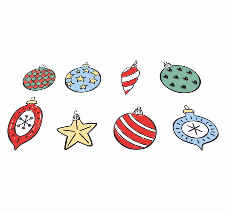 Vinylmatta jul set med vintage julkula - Tenstickers