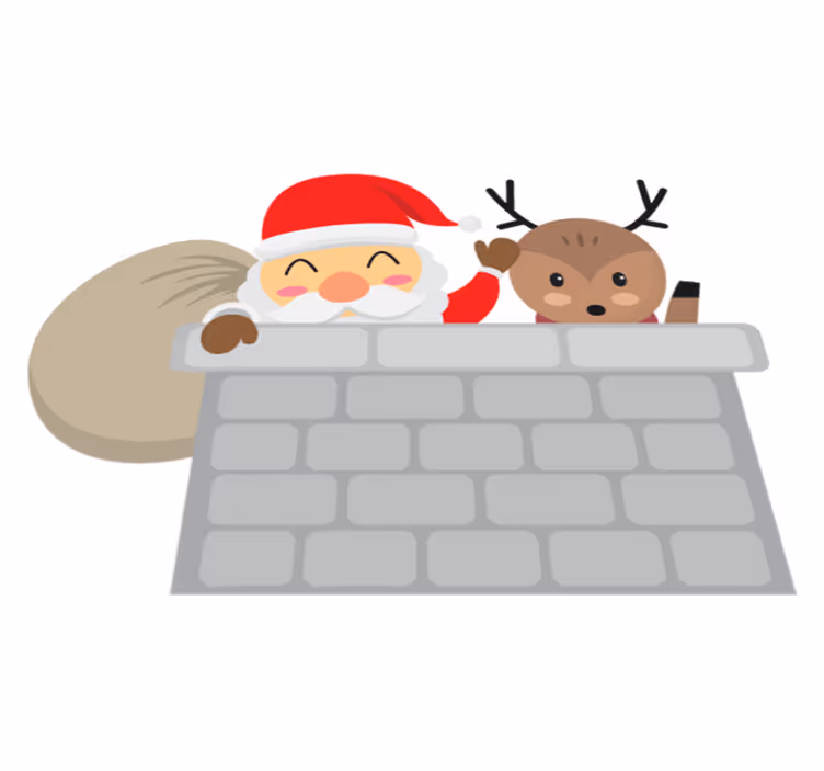 Vinylmatta jul tomte och renar - Tenstickers
