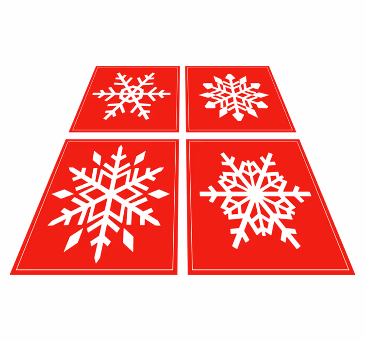 Vinylmatta jul röda snöflingor tiles - Tenstickers