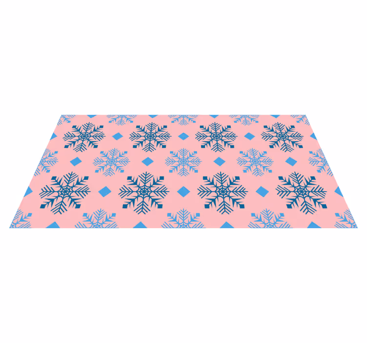 Vinylmatta jul rosa och blå snöflingor mönster - Tenstickers