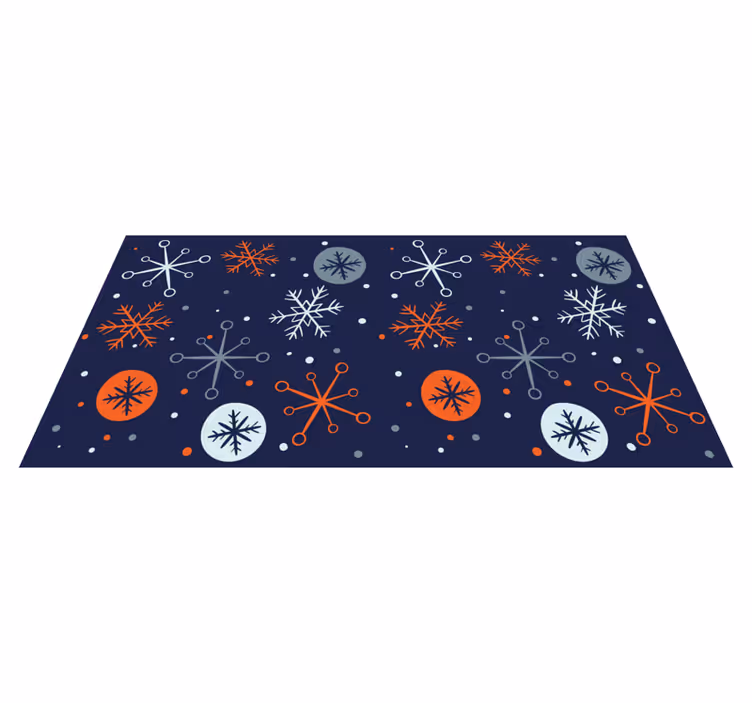 Vinylmatta jul med blåa och orange snöflingor - Tenstickers