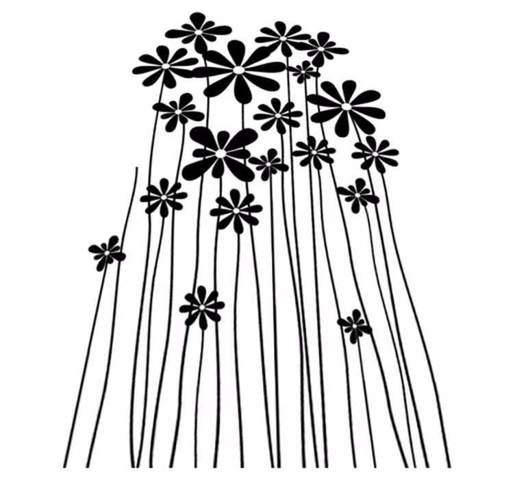 Vinylmatta blommor och växter stora svarta blommor - Tenstickers