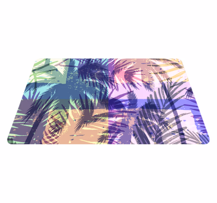 Vinylmatta blommor och växter retro palm mönster - Tenstickers