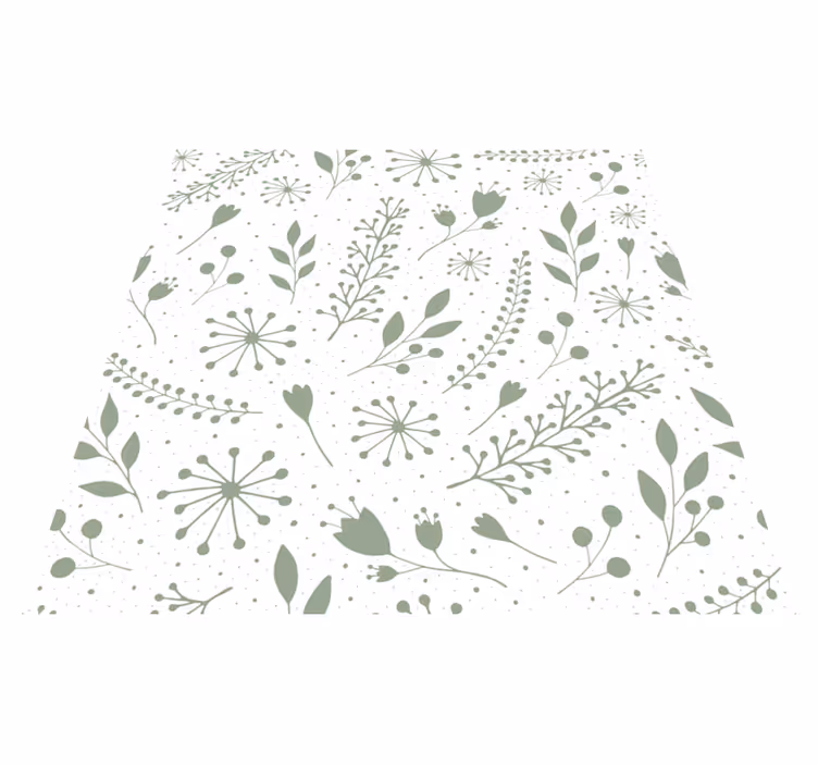 Vinylmatta blommor och växter söta gröna blad - Tenstickers