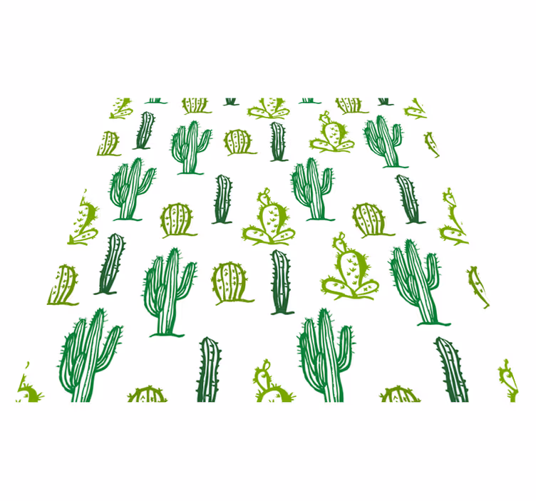 Vinylmatta blommor och växter grön kaktusstil - Tenstickers