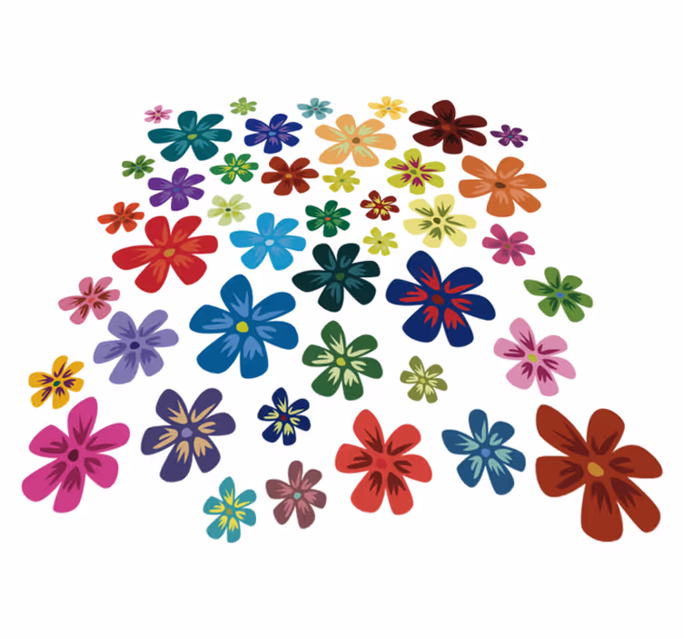 Vinylmatta blommor och växter i färgglada blommor - Tenstickers