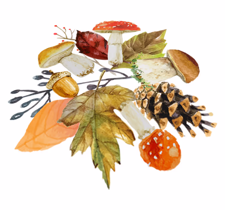 Vinylmatta blommor och växter höstelement - Tenstickers