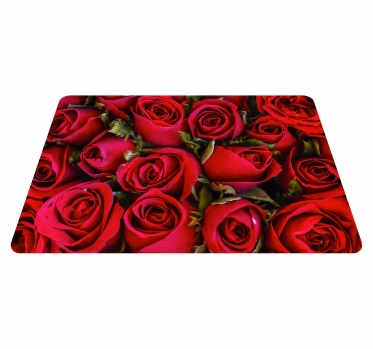 Vinylmatta blommor och växter röd blommig stil - Tenstickers