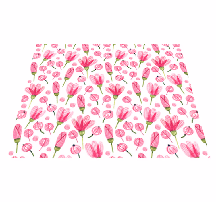 Vinylmatta blommor och växter rosa akvarellblommor - Tenstickers