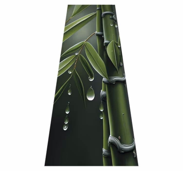 Vinylmatta blommor och växter bambu med droppar - Tenstickers