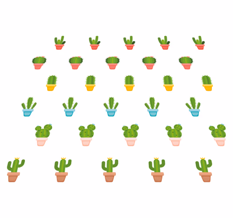 Vinylmatta blommor och växter med kaktusmönster - Tenstickers