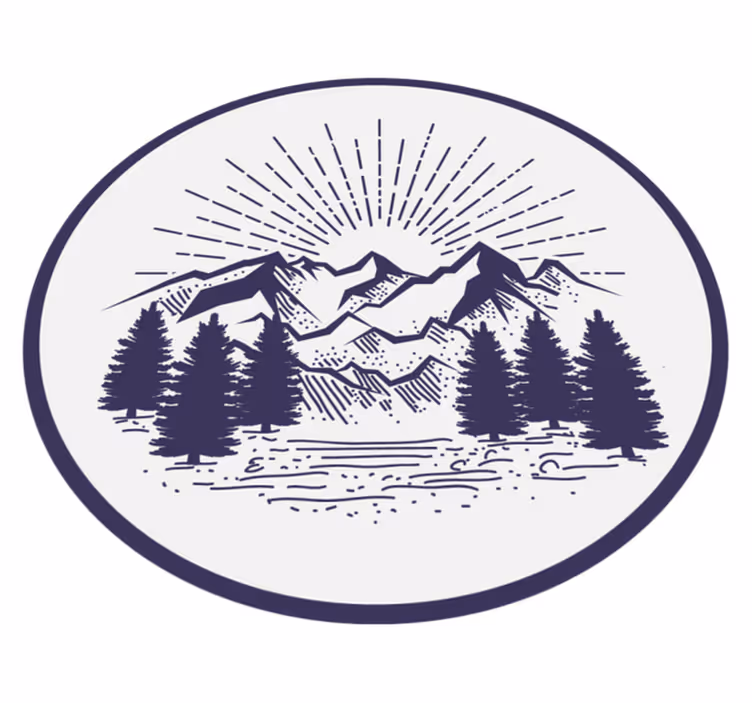 Vinylmatta blommor och växter fjällandskap cirkel - Tenstickers