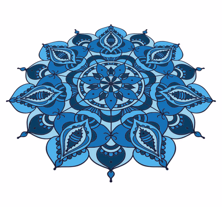 Vinylmatta blommor och växter intricate blå mandala - Tenstickers