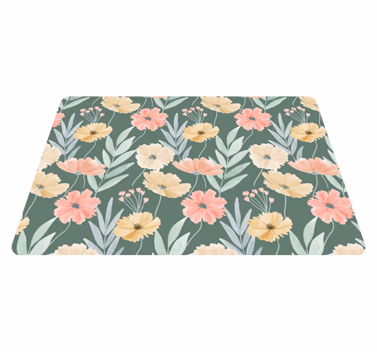 Vinylmatta blommor och växter akvarellmönster - Tenstickers